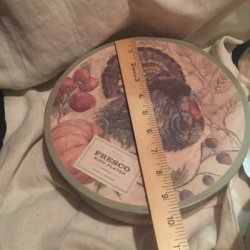 Pottery Barn Fresco Birds Turkey Thanksgivings‎ Salad Dessert Plates Set OF 4